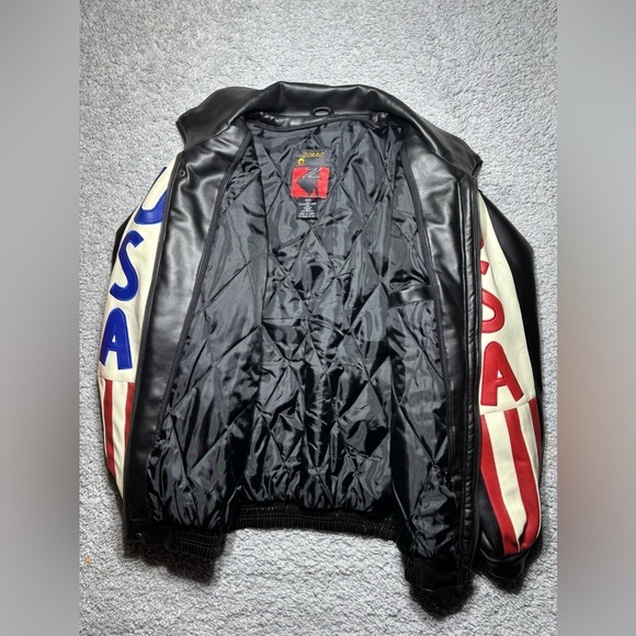 Zorro Jacket Mens 3XL Vintage USA Bomber Vegan Leather Patriotic American Pride - Picture 5 of 14